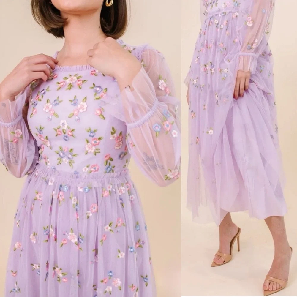 Ivy City Co. Zinnia Floral Embroidered Tulle Maxi Dress_7
